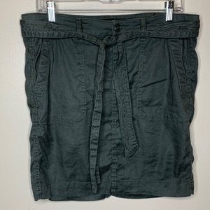 LIVERPOOL Mini Skirt Green Linen Blend Casual Fitted Matching Belt 8/29